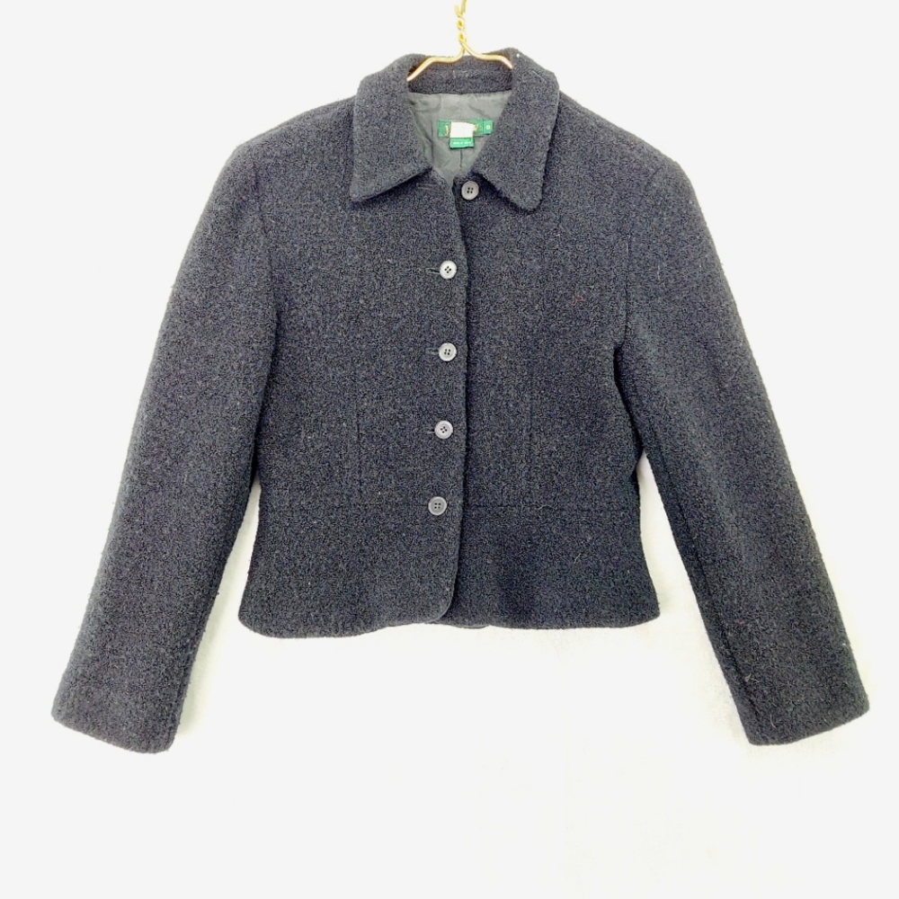 J Crew Grey 90% Wool 10% Acetate Button Long Sleeve Short Blazer Coat Z12